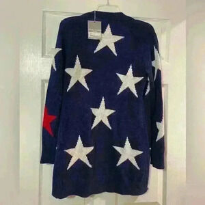 Hannah Rose Womens cashmere blend American flag star cardigan size S
